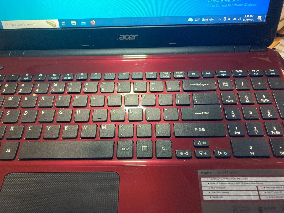 宏碁 Aspire 便携式电脑 15.6" E1-572-6484 酷睿 i3-4010U 1.7GHz 8GB 1TB 固态硬盘 Windows 10 — 第 3/4 张图片