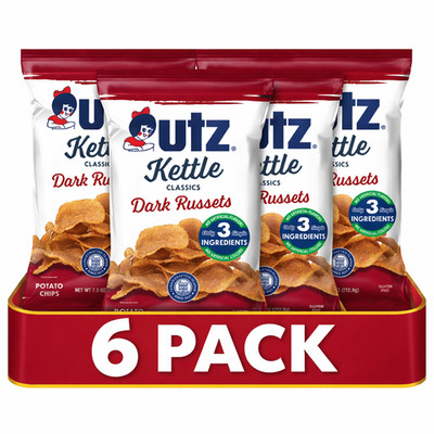 Utz Dark Russets Kettle Potato Chips 7.5 oz 6 Pack 45 oz Total