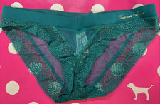 2019 Victoria's Secret Incredible Lace Bikini Panties NEW L Sheer Gold Logo