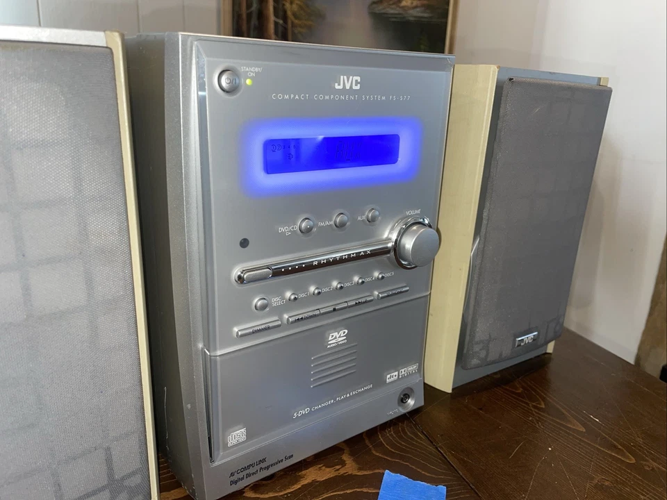 JVC SHELF SYSTEM FS-S77 Stereo AM/FM/AV CD/DVD Changer Player - Image 3 of 4
