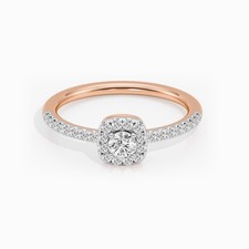 0.30 CT Round Cut Lab Grown Diamond Halo Women's Engagement Ring 14K Rose Gold