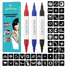 Temporary Tattoo Markers for Skin Paint Pens Kit, 3 Body Large, 3 Colors-A