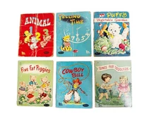 TINY TALES MINI Book LOT 6 WHITMAN PUBLISHING Piggies Cowboy Time Puffs Animals