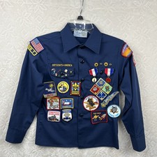 Boy Scout BSA Cub Scout Blue Uniform Shirt 2000s sz Youth 10-12 Long Sleeve