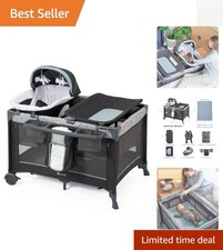 5 in 1 Multifunctional Pack and Play, Foldable Baby Crib with Bassinets,Changing