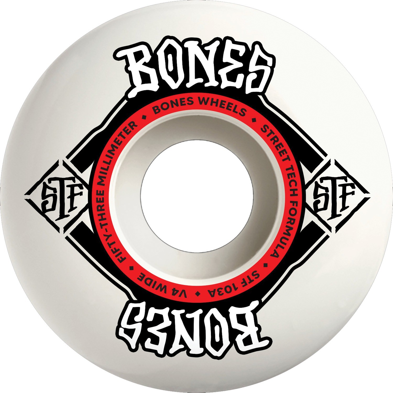 Bones Wheels  STF V4 Square Logo Skateboard Wheels - 53mm 103a (Set of 4)