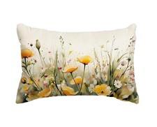 Floral Decorative Throw Pillow Cover 20 x 12 inches Blooming 20 12, Yellow
