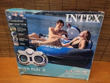 Intex River Run 2 Person Inflatable Floating Water Lounge Tube Float w Cooler