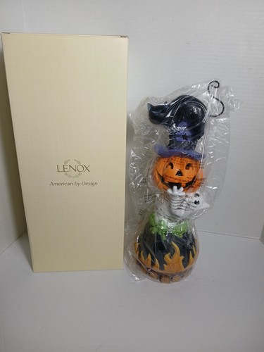 Lenox Trick or Treat Figura Halloween Illuminata 16” Zucca Fantasma Gatto Nero con Scatola