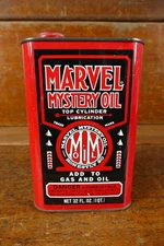Vintage Marvel Mystery Oil 32oz Metal One Quart Motor Oil Can - Empty