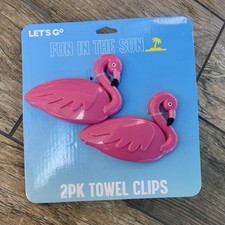 Flamingo Beach Towel Clips Set of 2 New In Package - Cruise Vacation