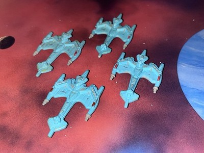 Star Trek Micro Machines Lot X4 Klingon Future Battle Cruiser Space Ship Fleet