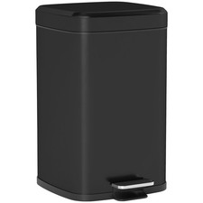 HOMCOM 20L Kitchen Pedal Bin, Metal Rubbish Bin with Soft-close Lid, Black