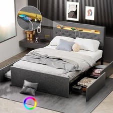Condividi letto matrimoniale 140x200 cm con luci LED,con vano contenitore silenz