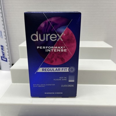 Durex Performax Intense Condoms with Delay Lubricant, Ribbed & Dotted latex Cond