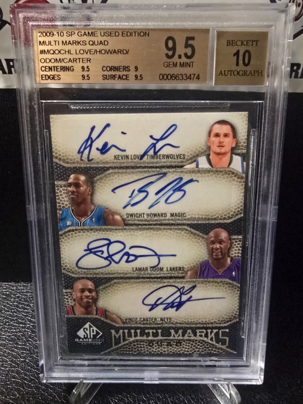 2009-10 SP GameUsed Multi Marks Quad /50 CARTER/ODOM/LOVE/HOWARD BGS 9.5 AUTO 10