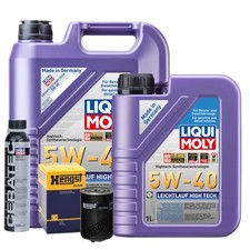Motoröl 5W40 LIQUI MOLY Leichtlauf High Tech 6L+HENGST Ölfilter +Cera Tec