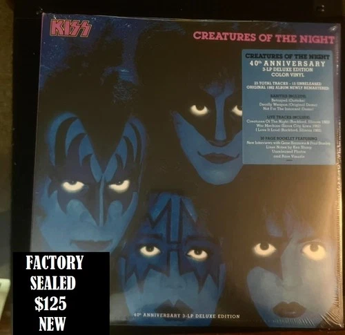 KISS CREATURES OF THE NIGHT 40TH ANNIVERSARY 3 DELUXE BLUE VINYL LP NEW SEALED