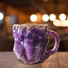XIGUI Mineral Crystal Coffee Mugs,11 oz Natural 11 Ounces, Purple