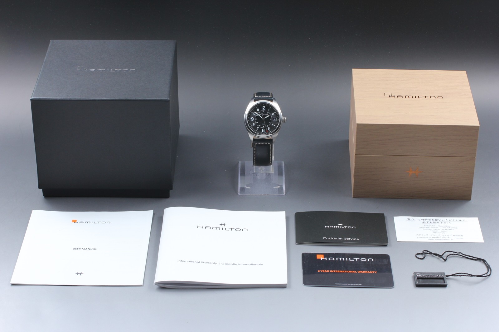 Near MINT Full Set] HAMILTON KHAKI H685510 Quartz Black Silver 40mm Men's Watch image 3