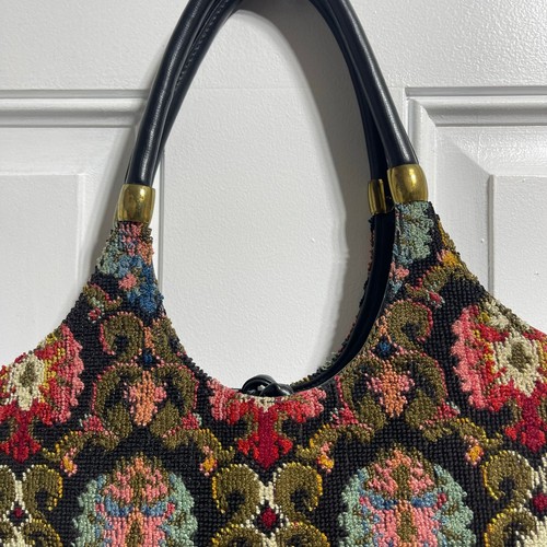 Vintage Tapestry Purse Embroidered Artsy Boho Carpet Shoulder Bag - Picture 4 of 9
