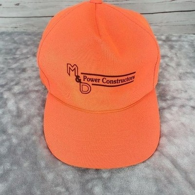 M&D Power Constructors Orange Adjustable Baseball Hat High Visibility Workwear C