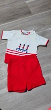 Winnie the Pooh Sears Vintage Baby Marching Soldiers Knit Set Red White 21-26 l  