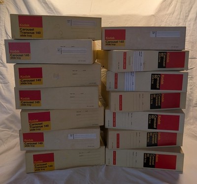 Lot of 14 Vintage Kodak Carousel 140 & 80 35mm Slide Trays Original Box 