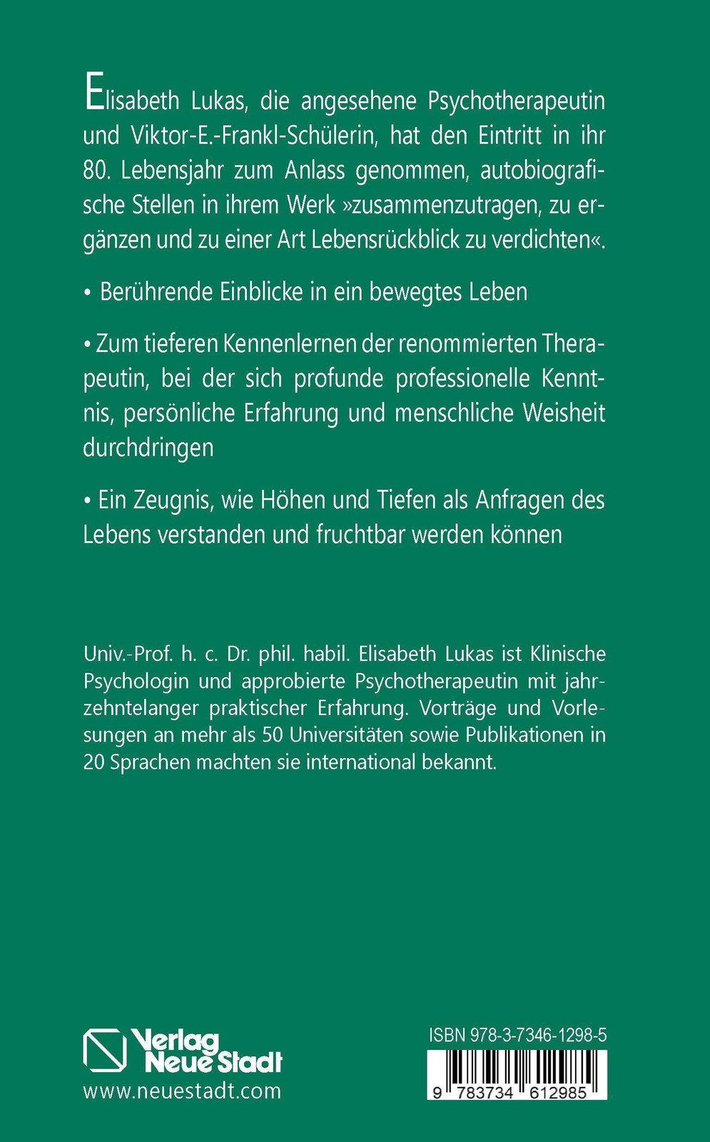 Durchquehrung einer bewegten Zeit Elisabeth Lukas