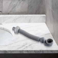 13) Low Profile Trap Flexible Bathtub Drain Pipe Gray ABS Water Seal Design