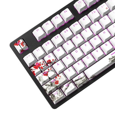 129 Set Light-Go-Through Custom Keycaps, Double-Shot PBT Cherry Profile Key C...