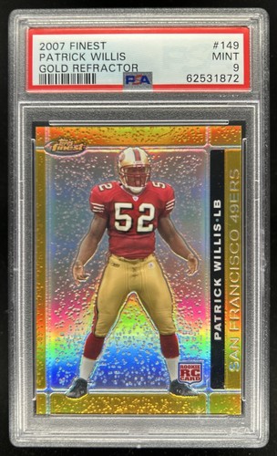 2007 Topps Finest Patrick Willis RC Gold Refractor Rookie #/50 49ers PSA 9