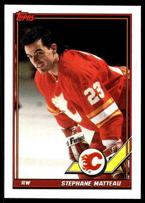 1991-92 Topps #383 Stephane Matteau Calgary Flames Hockey Card