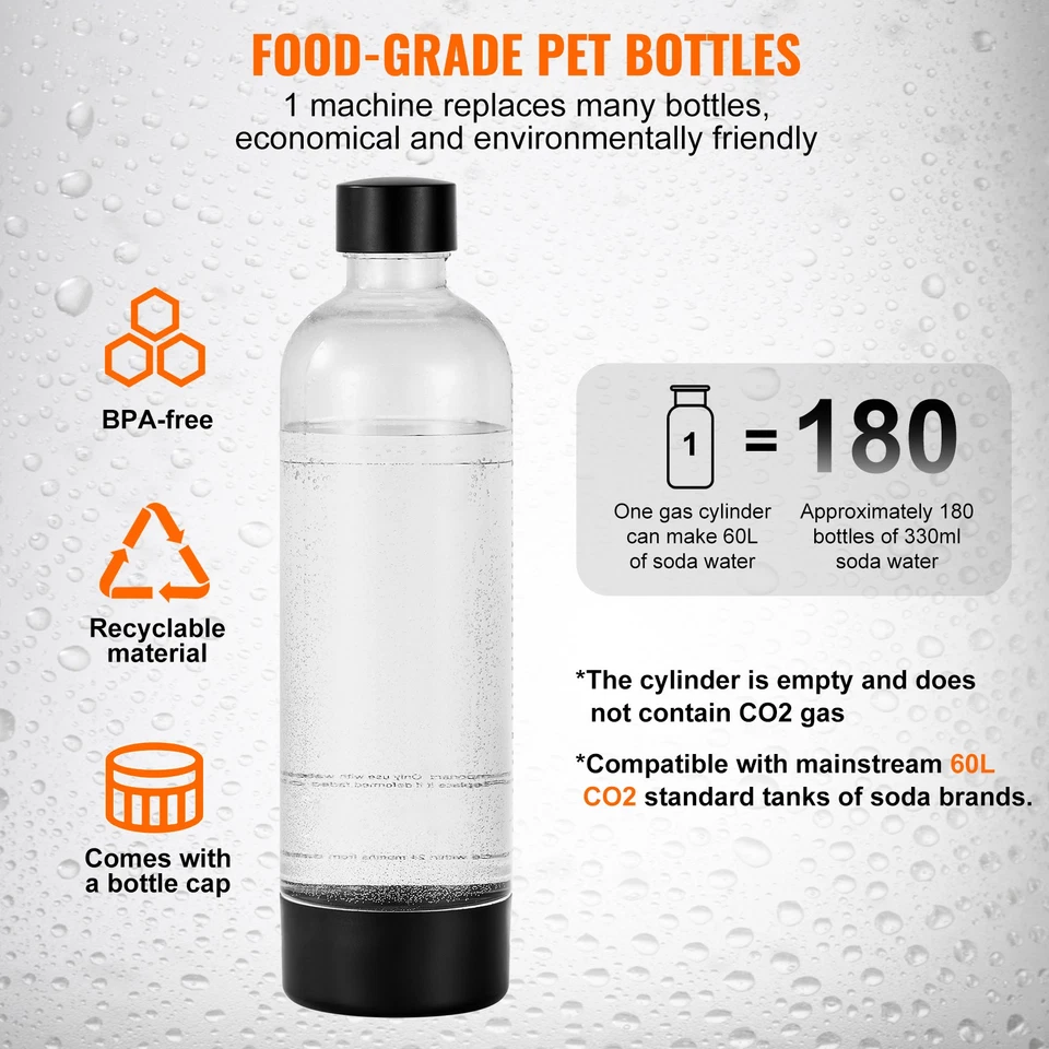 Máquina para hacer refrescos con agua con gas 1 botella de PET 2 cilindros de CO2 negra Foto 4 de 4