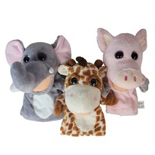 Kellytoy Hand Puppets Lot of 3 Animals Plush Giraffe Elephant Pig Pretend Play