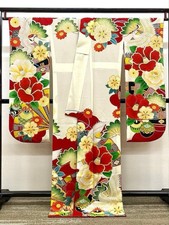 Kimono Furisode Polyester Collaboration Tina Tax KisSmith GColor Camellia Crane
