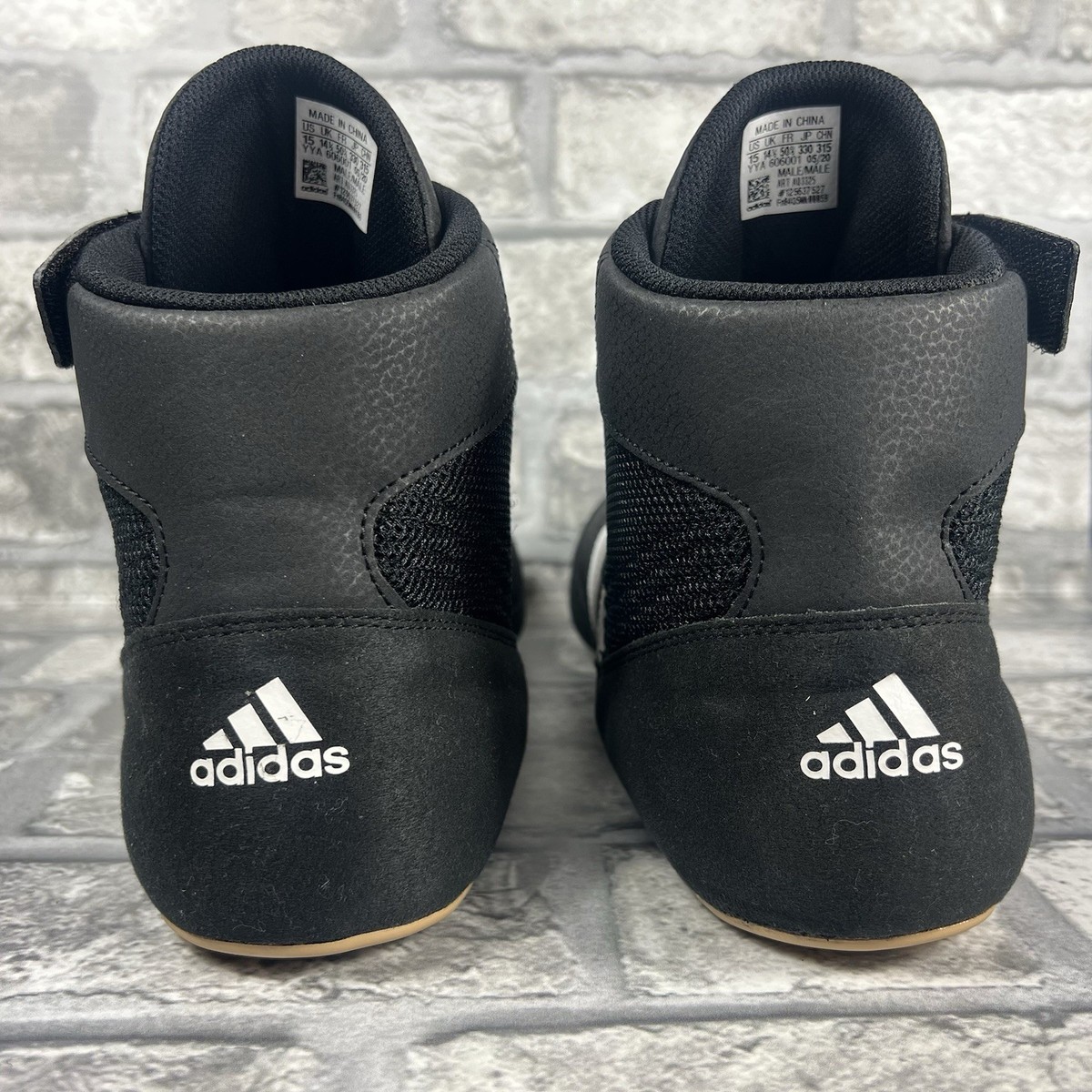 Adidas Mens HVC 2 Black‎ Wrestling Combat Shoes MMA Black White AQ3325 Size 15 Adidas HVC 2 Adult Wrestling Shoes AQ3325 - Black, White main image 2