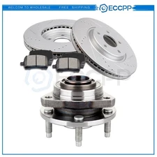 Front Brake Rotors And Hub Bearings Ceramic Pads Fits 2004 - 06 Chevrolet Malibu