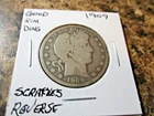 1909 BARBER SILVER HALF DOLLAR REVERSE SCRATCHES RIM DING     PLW