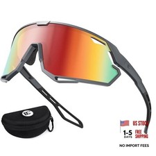 Mens Sports Baseball Sunglasses: TR90 Lightweight Cycling L-orange Lens