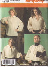 Simplicity Pattern 4219 Renaissance Medieval or Pirate Unisex Top Size XS-XL