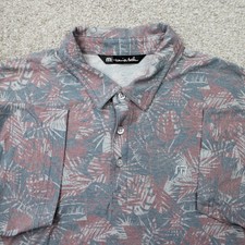 Travis Mathew Polo Shirt Mens Large Red/Blue Floral Pima Cotton/Polyester S/S