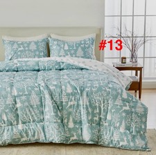 Premium Microfiber Reversible Christmas Comforter Set Queen Winter 3 Piece