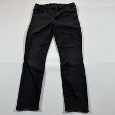 Mother High Waisted Looker Ankle Fray Jeans Womens Stretch Denim Black Sz 27