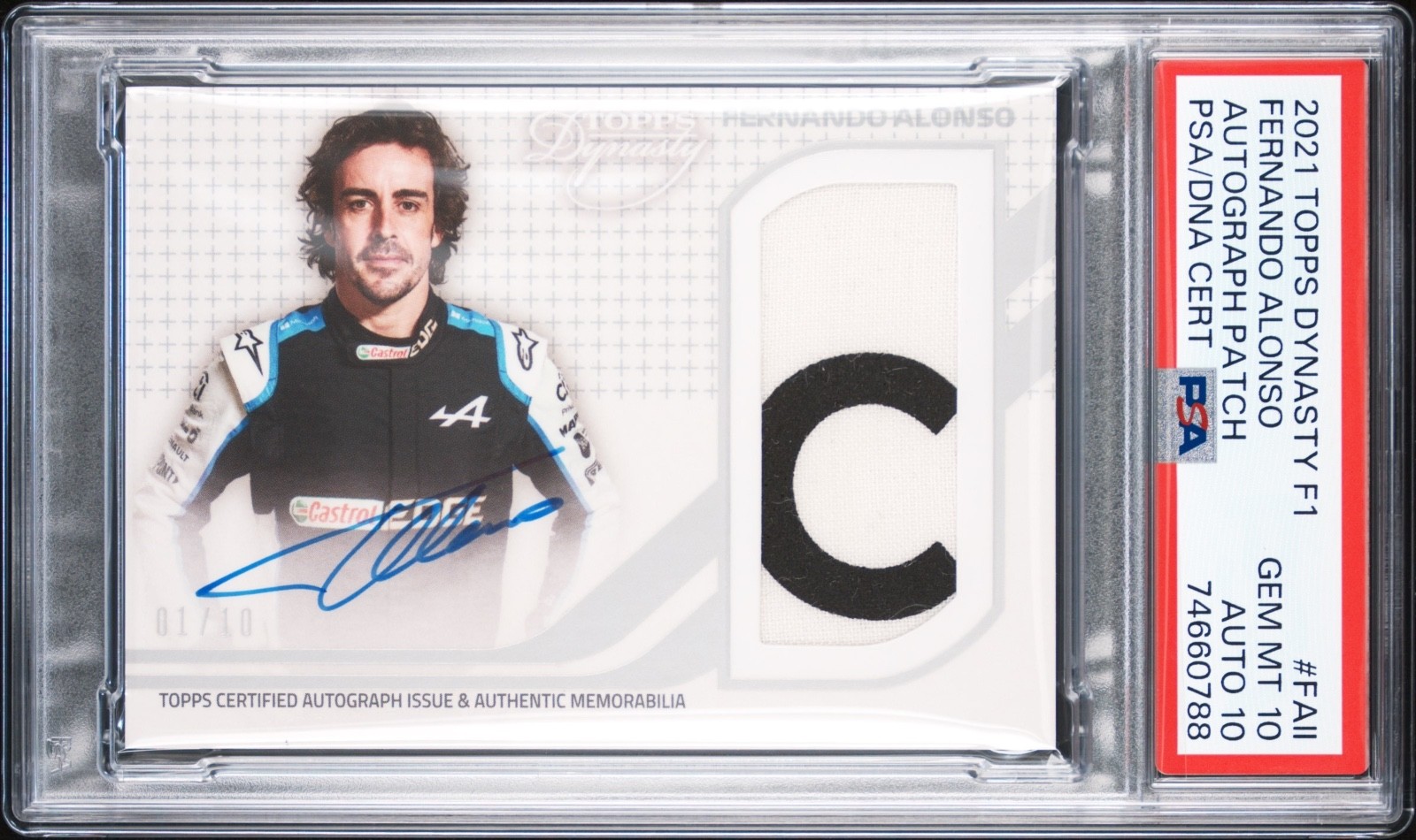 Fernando Alonso 2021 Topps Dynasty F1 RPA Rookie Card Auto RC Dual Grade PSA 10