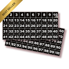 iSYFIX Black Consecutive Number Stickers 1 to 100 1.0 Inch Square Vinyl Decals