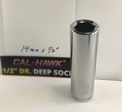 Cal-Hawk 14 mm x 1/2'' Dr Deep Socket - 6 Pt -Free USA Shipping
