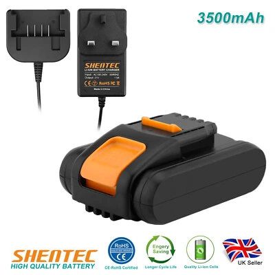 SHENTEC 3500mAh 20V Li-ion Battery/Charger for Worx WA3551.1 WX166 WG549 WG179E WG259E.9