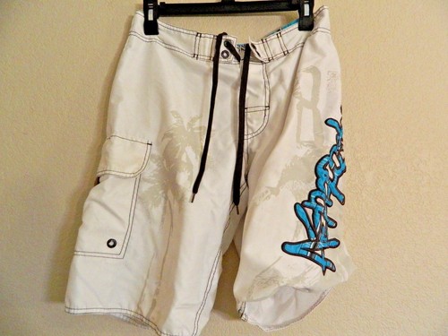 Para Hombre Aeropostale Blanco Azul Shorts de natación troncos 29 explicar  | eBay