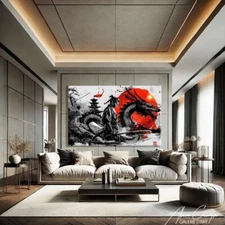 Samurai Wall Art Print Japanese Dragon Art Print Asian Gift Japanese Warrior Art